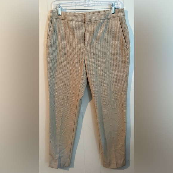 Zara Khaki with Black Polka Dot Work Trouser Pants, Size 6 - Picture 1 of 10